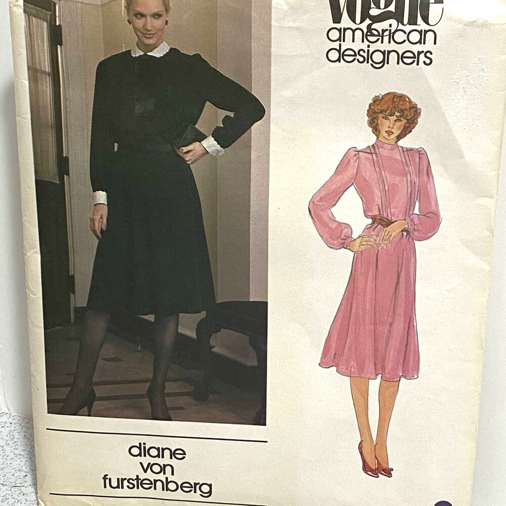 Vintage Vogue Sewing Pattern American Designer Diane von Furstenberg dress sz 10